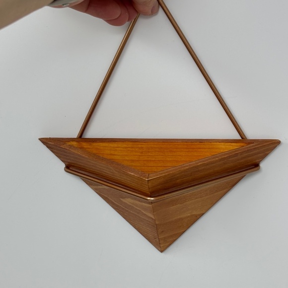 Four Pack Small Wall Pockets for Plants Succlents Solid Wood Metal Hangers 7" 4" - Picture 5 of 8